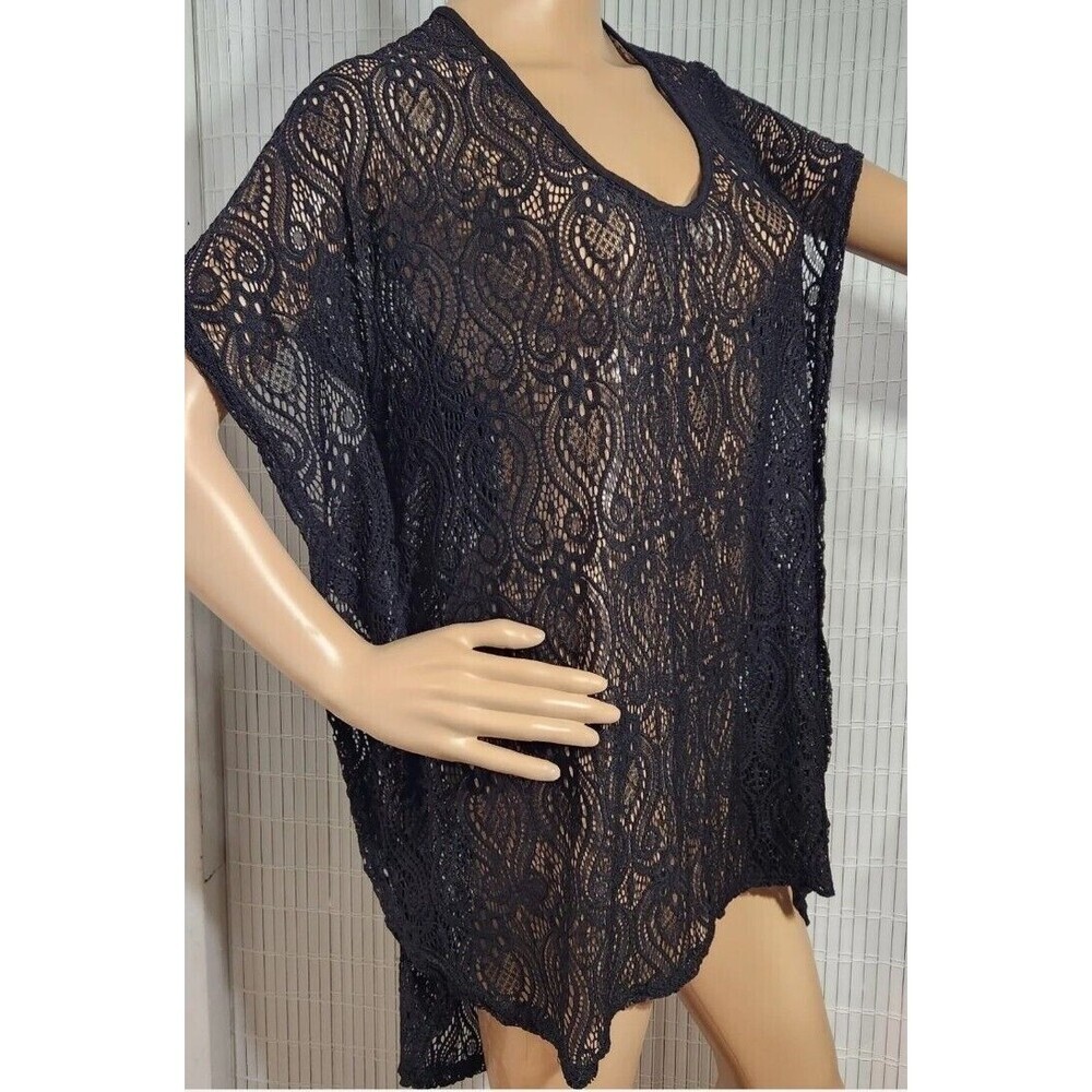 blue island cover up size Medium color Black Poncho Kimono